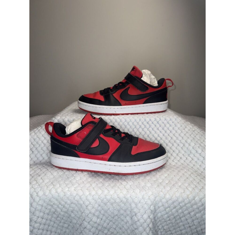 Nike Kids' Court Bourough Low Black and Red Sneakers